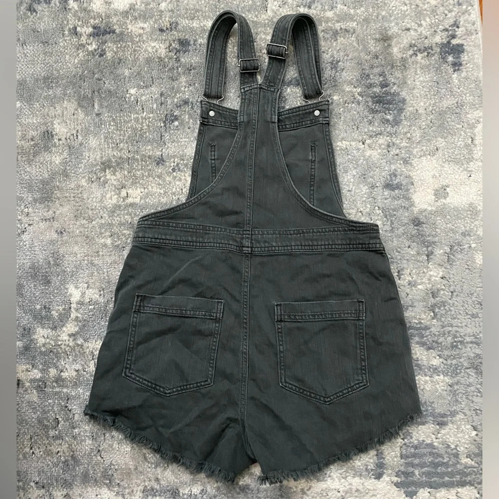 Aerie Stonewashed Jean Overalls, SZ XS, Black - Picture 2 of 3